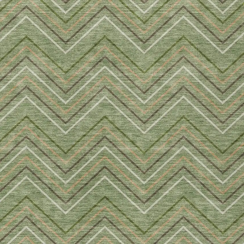 Green Ivory And Brown Geometric Washable Indoor Outdoor Area Rug Photo 2