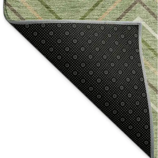 Green Ivory And Brown Geometric Washable Indoor Outdoor Area Rug Photo 9
