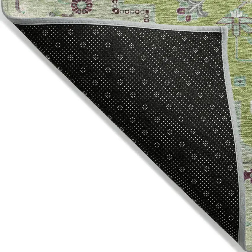 Green Ivory And Brown Oriental Washable Indoor Outdoor Area Rug Photo 5