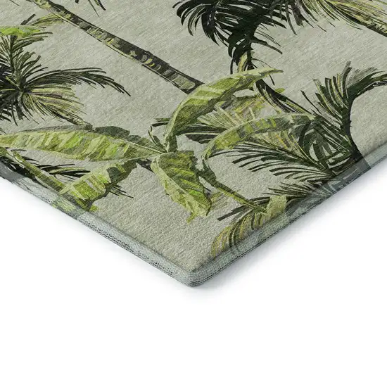 Green Ivory And Charcoal Geometric Washable Area Rug With UV Protection Photo 9