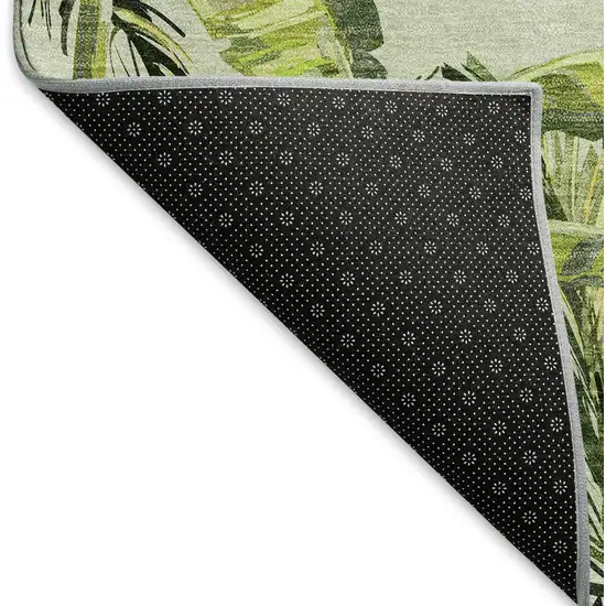 Green Ivory And Charcoal Geometric Washable Area Rug With UV Protection Photo 7