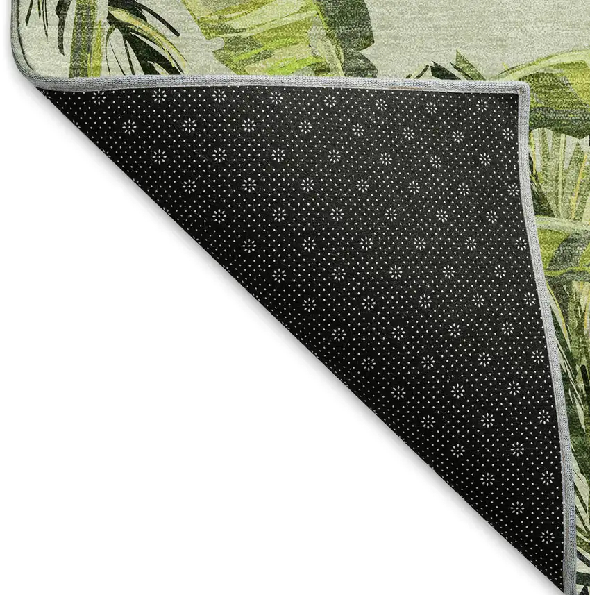 Green Ivory And Charcoal Geometric Washable Area Rug With UV Protection Photo 7