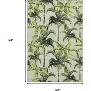 Photo of Green Ivory And Charcoal Geometric Washable Area Rug With UV Protection