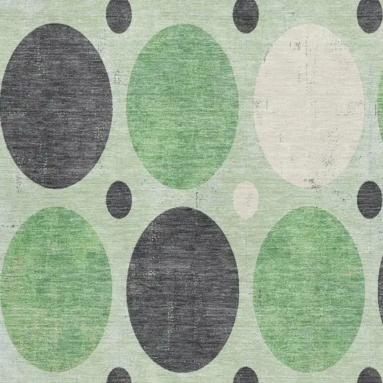 Green Ivory And Charcoal Geometric Washable Area Rug With UV Protection Photo 3