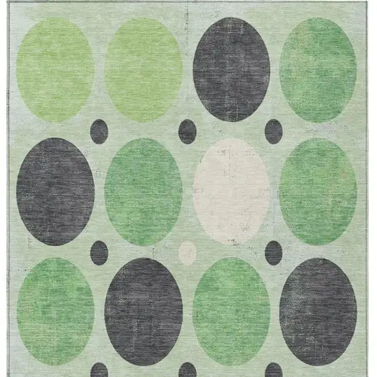 Green Ivory And Charcoal Geometric Washable Indoor Outdoor Area Rug Photo 4
