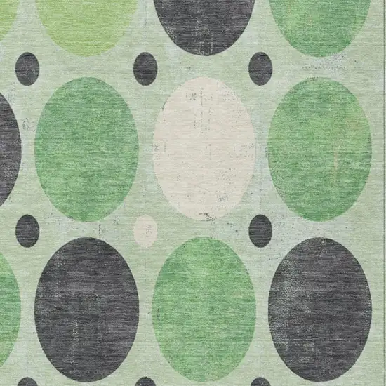 Green Ivory And Charcoal Geometric Washable Indoor Outdoor Area Rug Photo 3