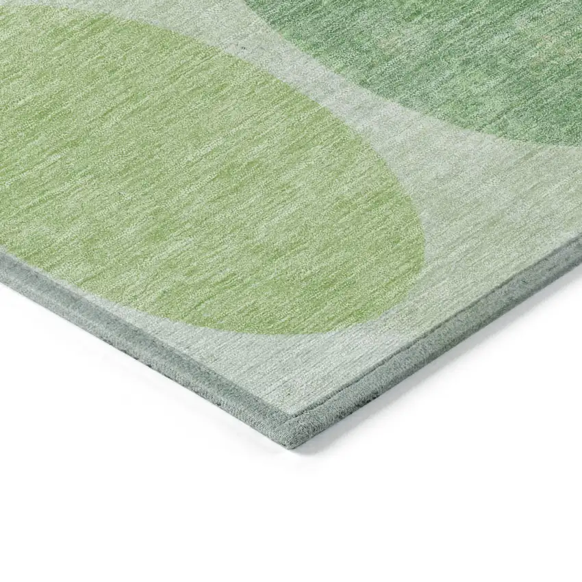 Green Ivory And Charcoal Geometric Washable Indoor Outdoor Area Rug Photo 9