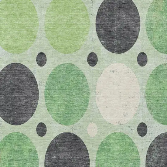 Green Ivory And Charcoal Geometric Washable Indoor Outdoor Area Rug Photo 4