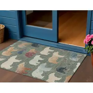Photo of Green Ivory And Copper Animal Print Washable Indoor Outdoor Area Rug