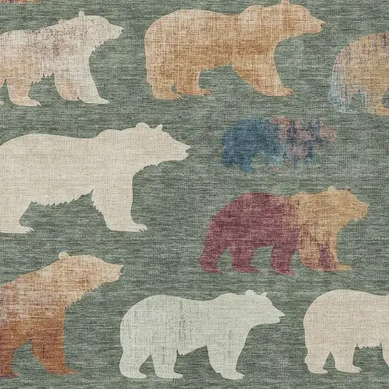 Green Ivory And Copper Animal Print Washable Indoor Outdoor Area Rug Photo 4