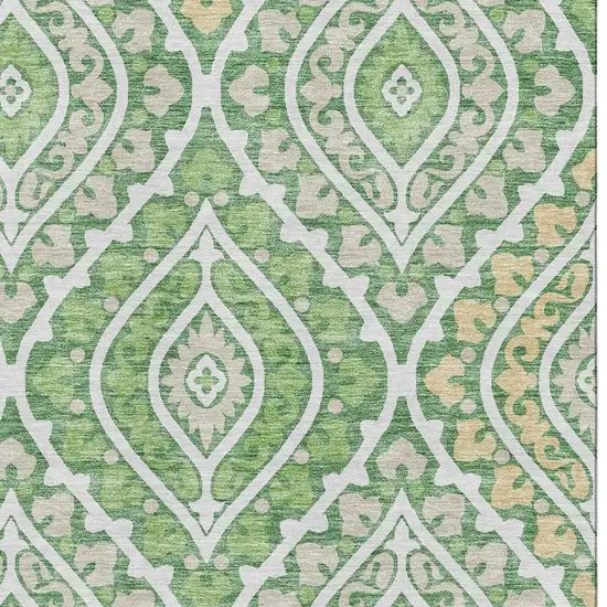 Green Ivory And Gold Diamond Washable Area Rug With UV Protection Photo 3