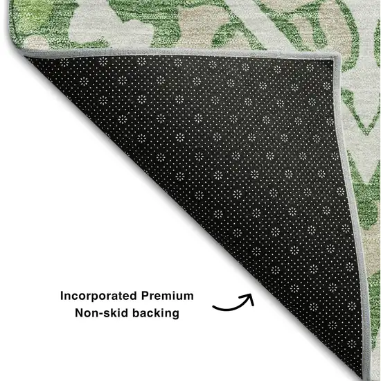 Green Ivory And Gold Diamond Washable Area Rug With UV Protection Photo 7