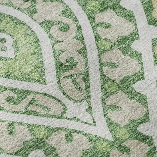 Green Ivory And Gold Diamond Washable Area Rug With UV Protection Photo 6