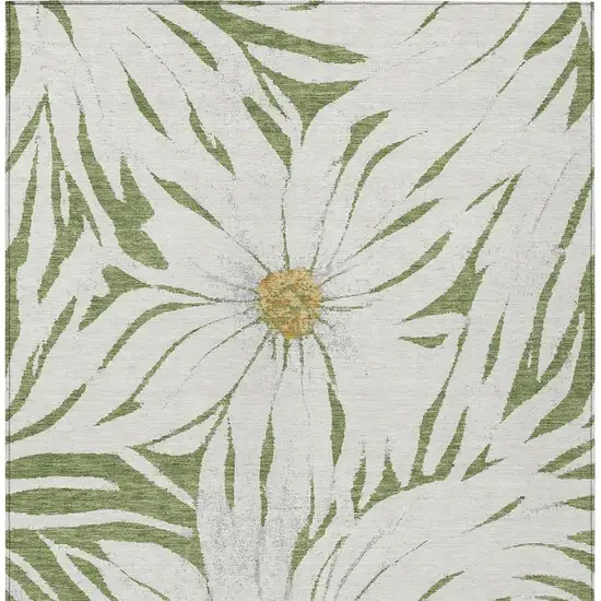 Green Ivory And Gold Floral Washable Indoor Outdoor Area Rug Photo 4