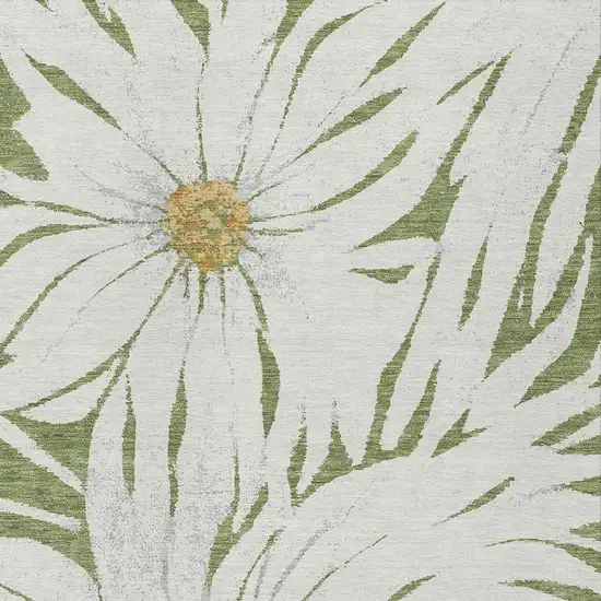 Green Ivory And Gold Floral Washable Indoor Outdoor Area Rug Photo 6