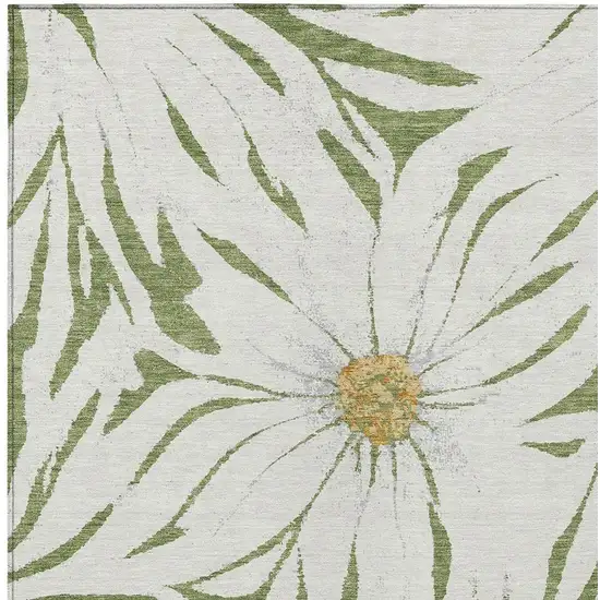 Green Ivory And Gold Floral Washable Indoor Outdoor Area Rug Photo 6