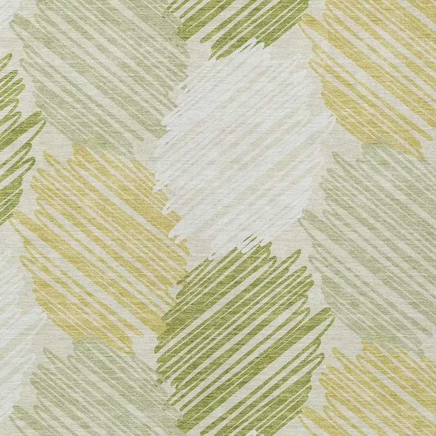 Green Ivory And Gold Geometric Washable Indoor Outdoor Area Rug Photo 3