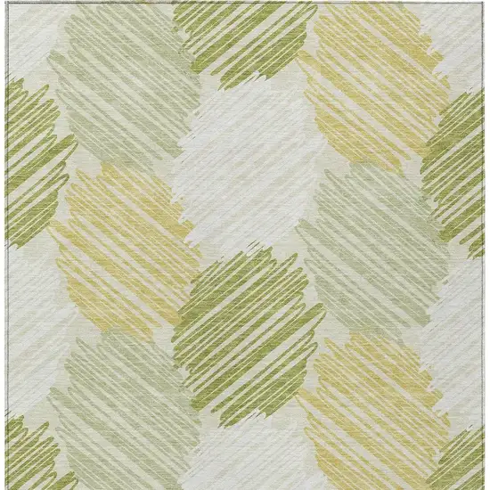 Green Ivory And Gold Geometric Washable Indoor Outdoor Area Rug Photo 4