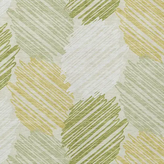 Green Ivory And Gold Geometric Washable Indoor Outdoor Area Rug Photo 3