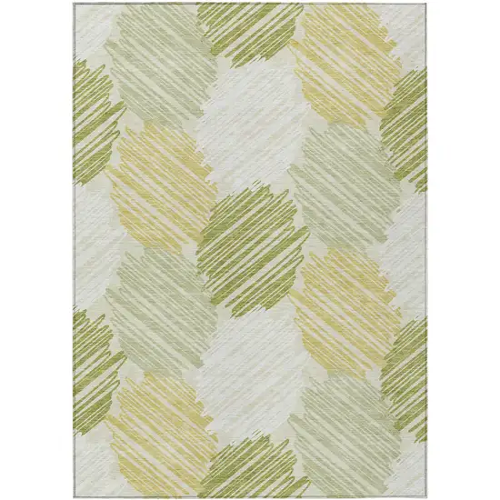 Green Ivory And Gold Geometric Washable Indoor Outdoor Area Rug Photo 1
