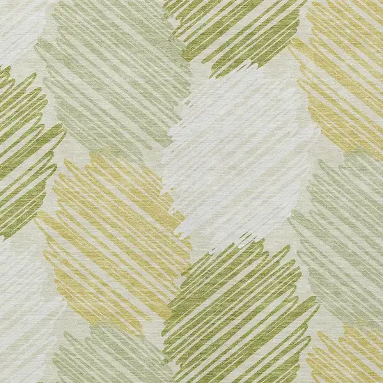 Green Ivory And Gold Geometric Washable Indoor Outdoor Area Rug Photo 3