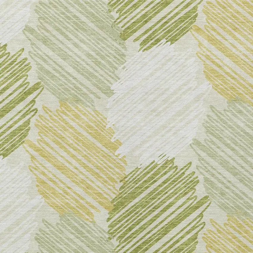 Green Ivory And Gold Geometric Washable Indoor Outdoor Area Rug Photo 3