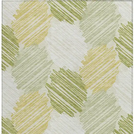 Green Ivory And Gold Geometric Washable Indoor Outdoor Area Rug Photo 3
