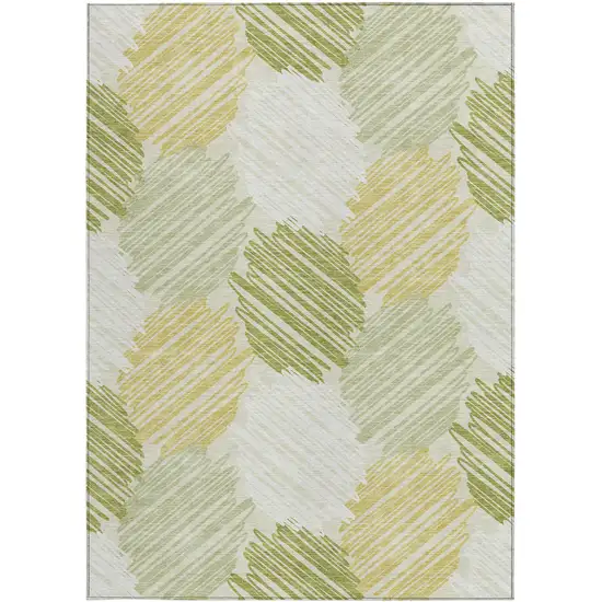 Green Ivory And Gold Geometric Washable Indoor Outdoor Area Rug Photo 1