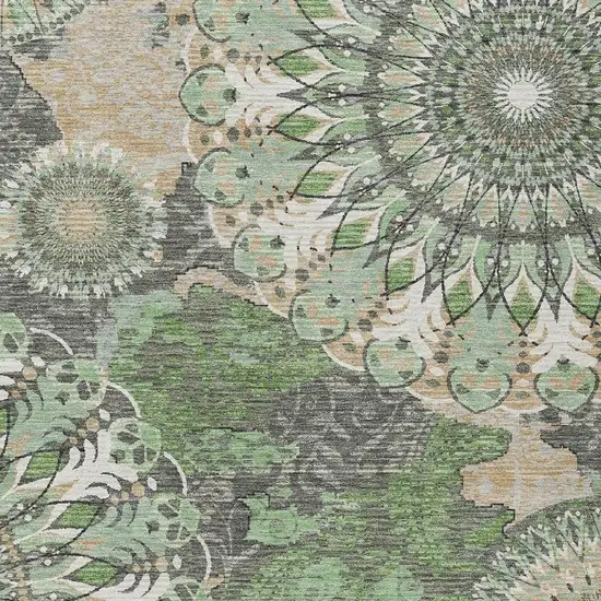 Green Ivory And Gold Paisley Washable Indoor Outdoor Area Rug Photo 7