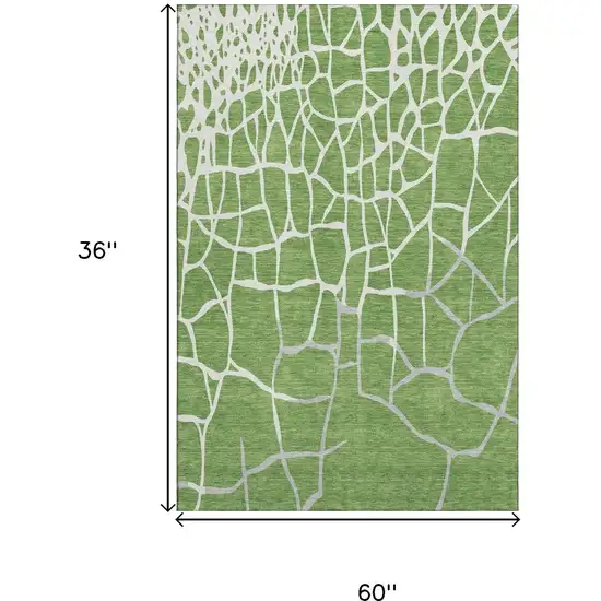 Green Ivory And Gray Abstract Geometric Washable Area Rug With UV Protection Photo 8