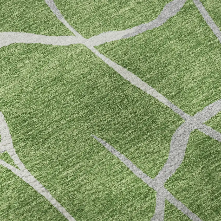 Green Ivory And Gray Abstract Geometric Washable Area Rug With UV Protection Photo 1