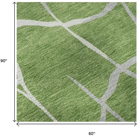 Green Ivory And Gray Abstract Geometric Washable Area Rug With UV Protection Photo 9