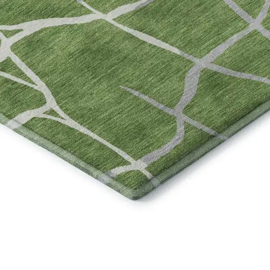 Green Ivory And Gray Abstract Geometric Washable Area Rug With UV Protection Photo 7