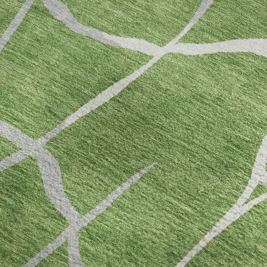 Green Ivory And Gray Abstract Geometric Washable Area Rug With UV Protection Photo 2