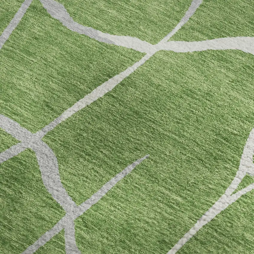 Green Ivory And Gray Abstract Geometric Washable Area Rug With UV Protection Photo 2