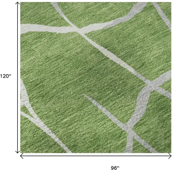 Green Ivory And Gray Abstract Geometric Washable Area Rug With UV Protection Photo 9