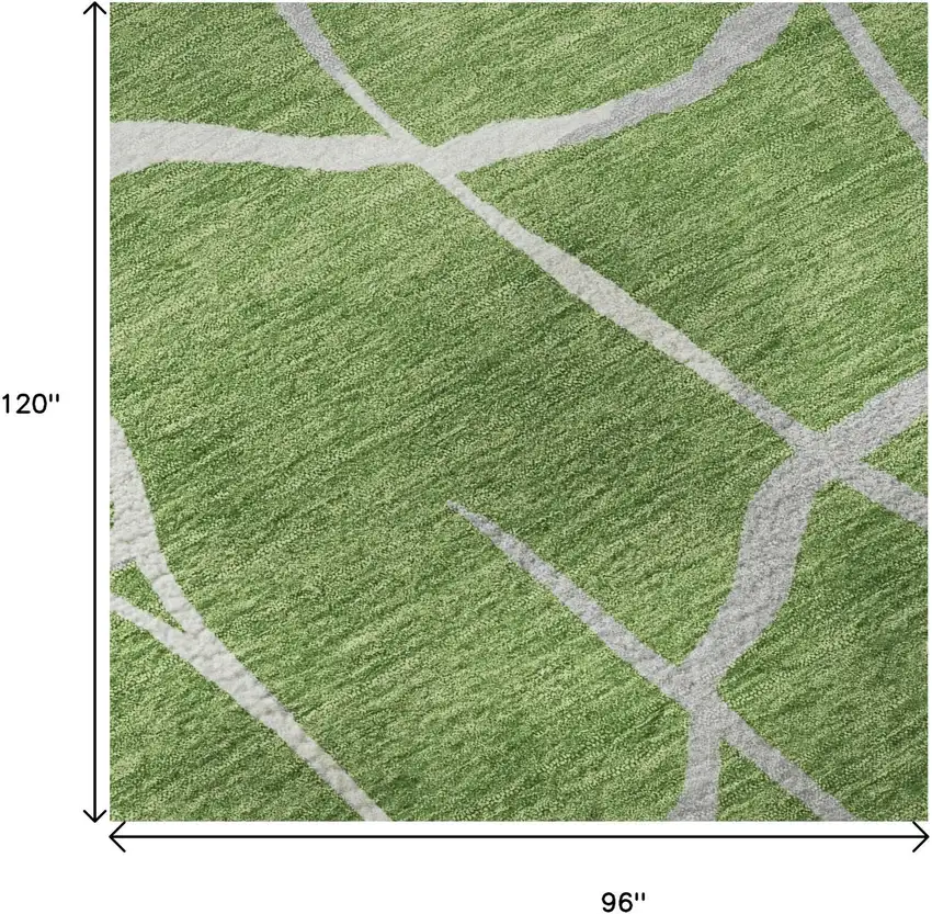 Green Ivory And Gray Abstract Geometric Washable Area Rug With UV Protection Photo 9