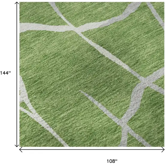 Green Ivory And Gray Abstract Geometric Washable Area Rug With UV Protection Photo 9