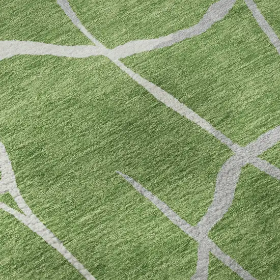 Green Ivory And Gray Abstract Geometric Washable Area Rug With UV Protection Photo 1