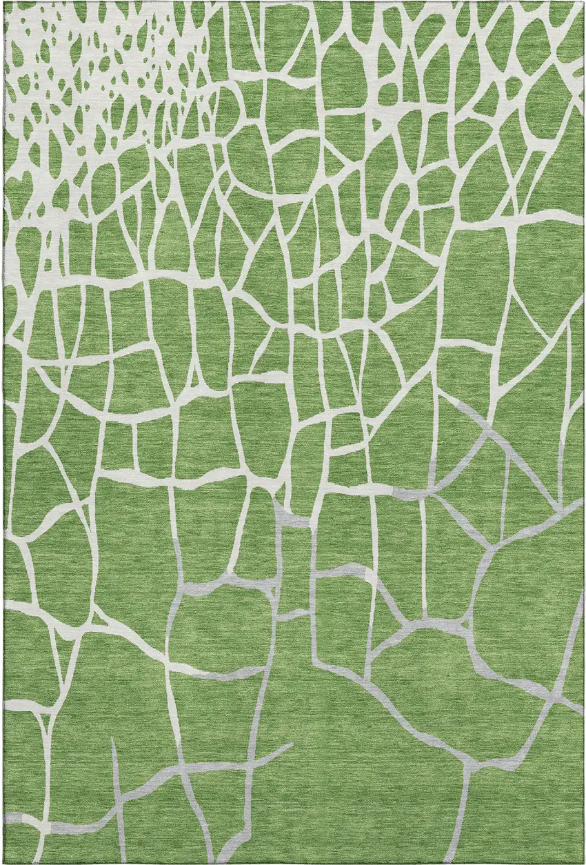 Green Ivory And Gray Abstract Geometric Washable Area Rug With UV Protection Photo 4