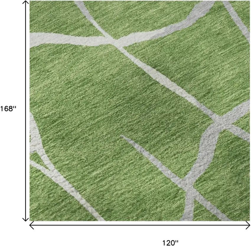 Green Ivory And Gray Abstract Geometric Washable Area Rug With UV Protection Photo 8