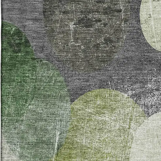 Green Ivory And Gray Abstract Washable Area Rug With UV Protection Photo 3