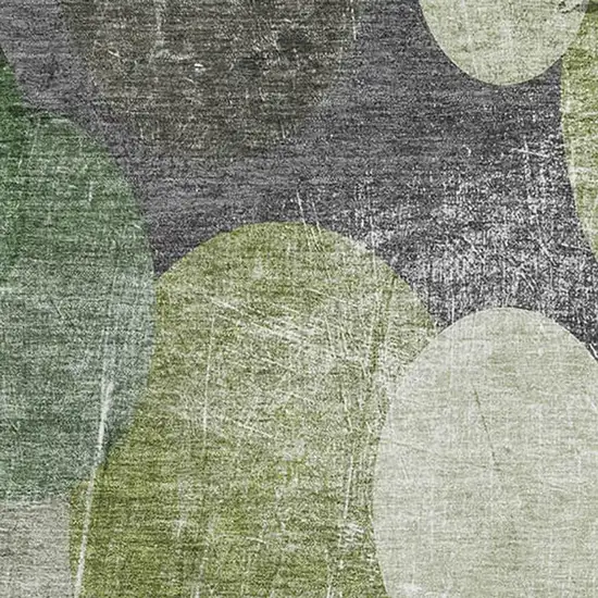 Green Ivory And Gray Abstract Washable Area Rug With UV Protection Photo 3