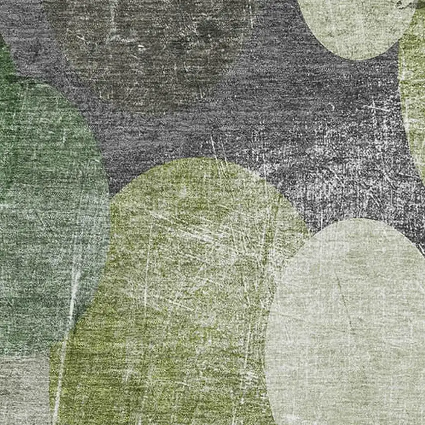 Green Ivory And Gray Abstract Washable Area Rug With UV Protection Photo 3