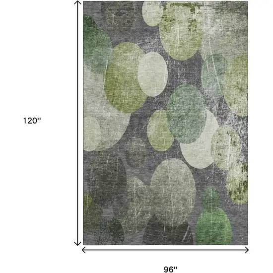 Green Ivory And Gray Abstract Washable Area Rug With UV Protection Photo 3