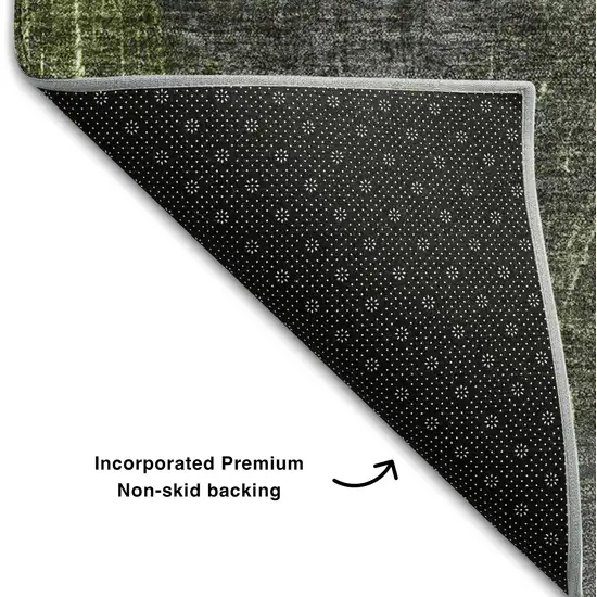 Green Ivory And Gray Abstract Washable Area Rug With UV Protection Photo 7