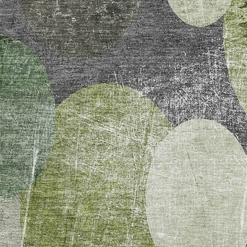 Green Ivory And Gray Abstract Washable Area Rug With UV Protection Photo 3
