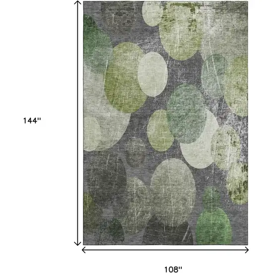 Green Ivory And Gray Abstract Washable Area Rug With UV Protection Photo 3