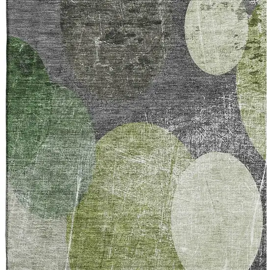 Green Ivory And Gray Abstract Washable Area Rug With UV Protection Photo 4