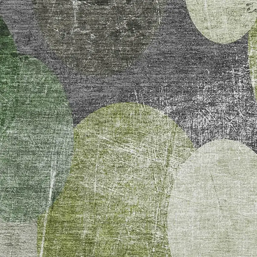 Green Ivory And Gray Abstract Washable Area Rug With UV Protection Photo 3